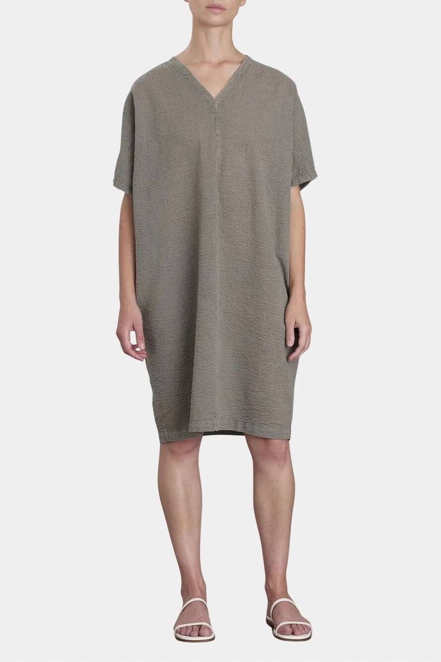 NEW BLACK CRANE v-neck mini dress in pigment grey